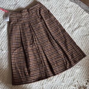 Cider Wool Brown Plaid Women's Skirt